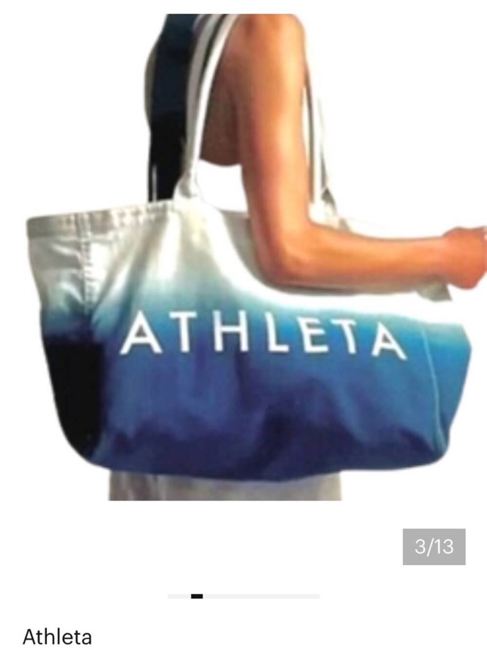 Athleta Blue and White Ombre Canvas Tote